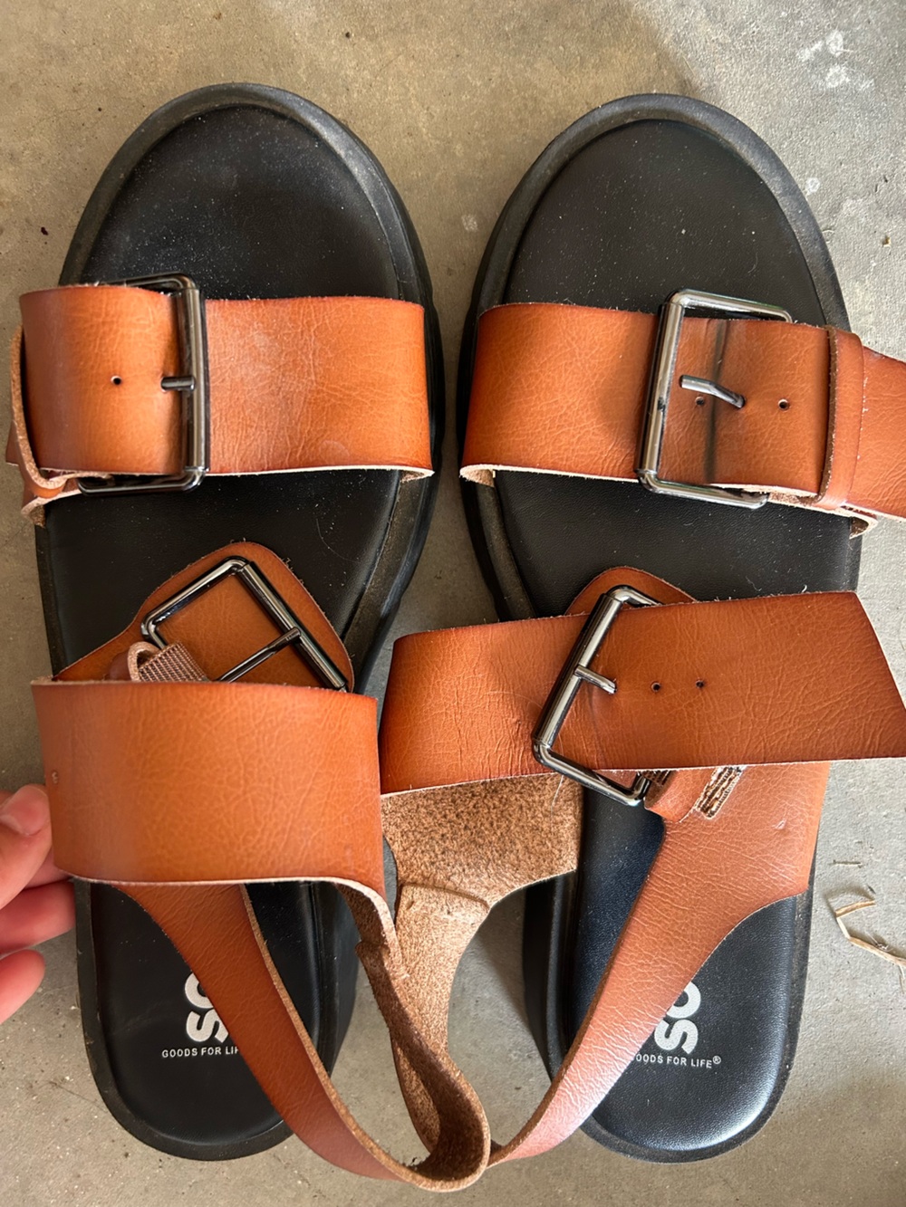 Women’s Double-Buckle Slide Sandals in Tan Kohls